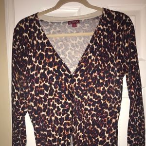 Leopard cheetah button up sweater